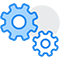 便捷操作图标，手指点击和设置齿轮，代表简单操作和后台运行